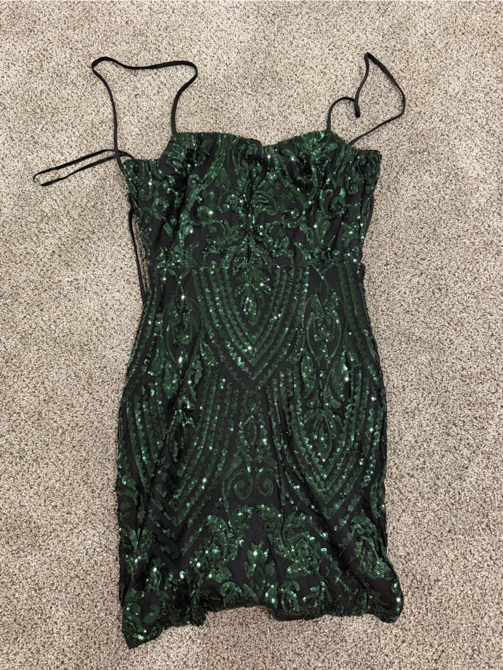 Strapless Green Sequin Cocktail Dress